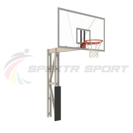 Купить Стойка баскетбольная уличная с защитой, щитом из оргстекла, аморт. кольцом и сеткой, вынос 225 см в Макарове 